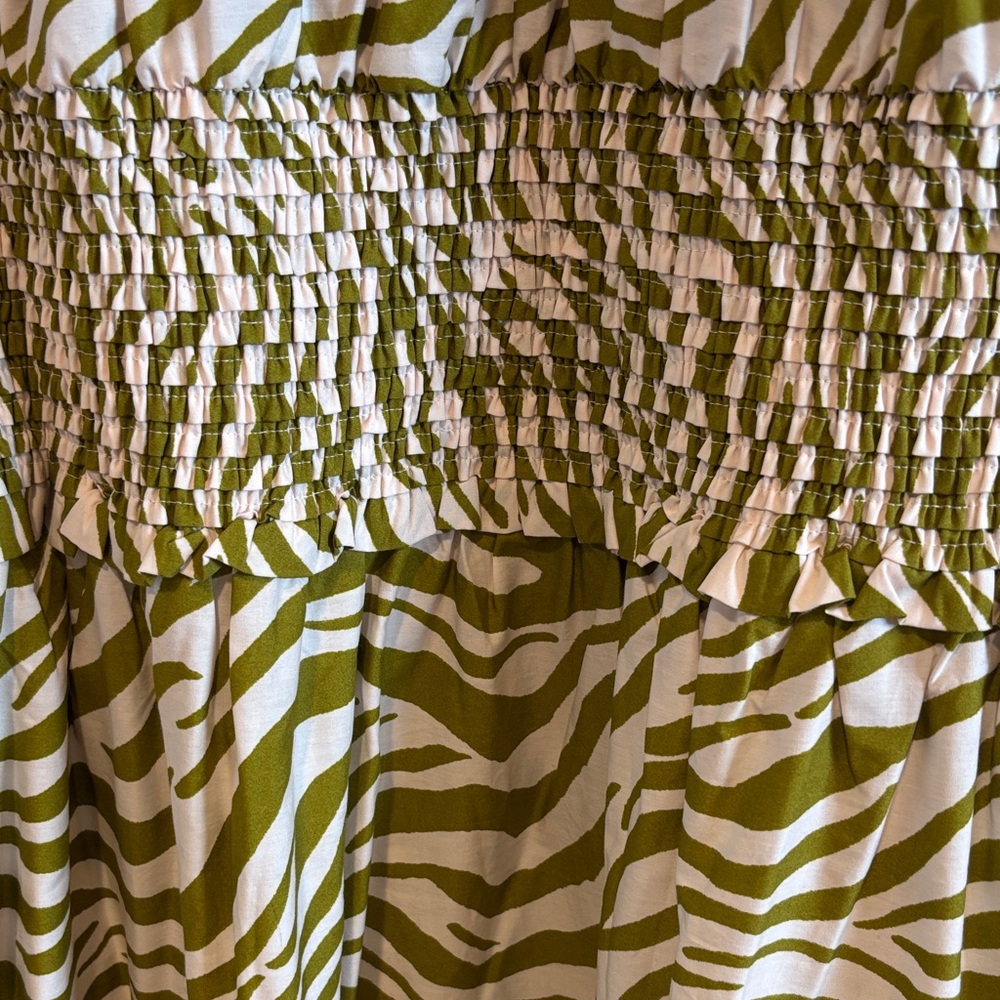 Anthropologie Green and Cream Zebra Print Sleeveless Dress 3X - Picture 9 of 13